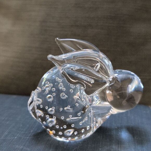 Art Glass Crystal Bunny Rabbit Figurine Paperweight With Controlled Bubbles - Picture 9 of 9